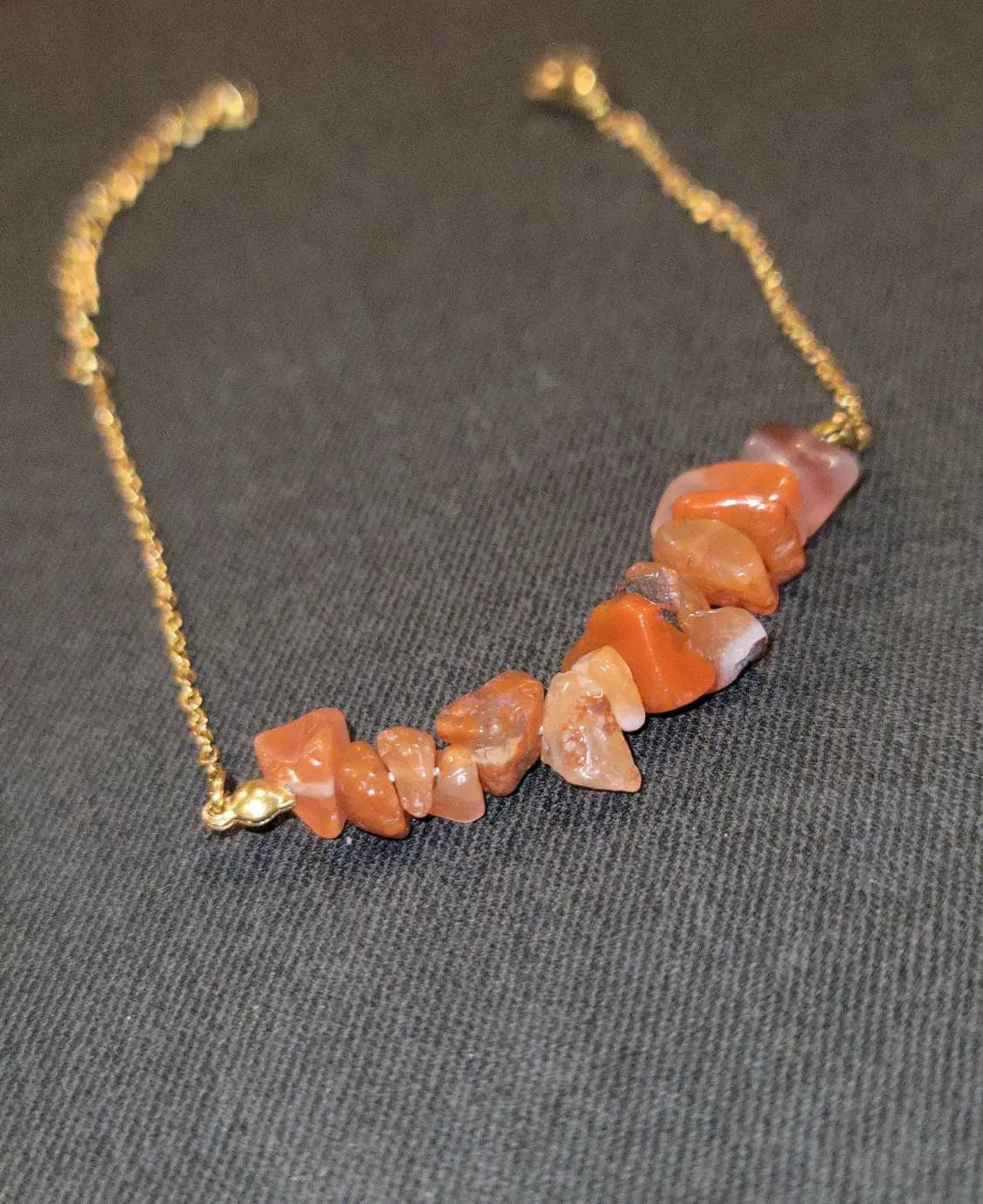 Irregular Chip Carnelian Gold Silver Bracelet Handmade Spiritual Jewelry Good Luck Spiritual Gift For Women Men's Positive Energy Chakra JettsJewelers