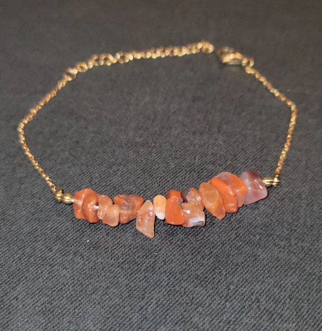 Irregular Chip Carnelian Gold Silver Bracelet Handmade Spiritual Jewelry Good Luck Spiritual Gift For Women Men's Positive Energy Chakra JettsJewelers