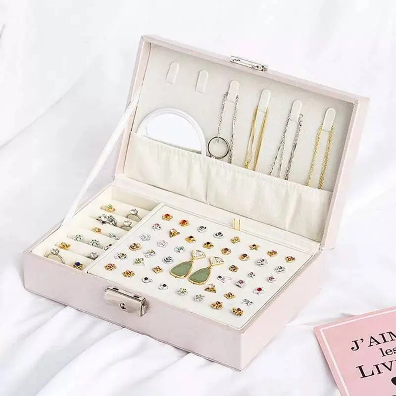 Jewelery Box Organizer Small Travel Leather Jewellery Storage Case for Rings Earrings Necklace Bracelets Leather Jewelry Gift - JettsJewelers