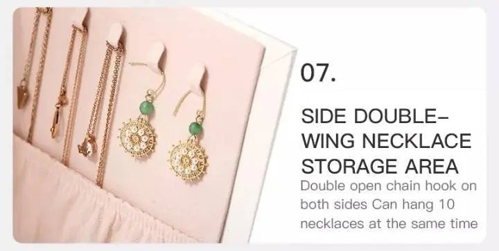 Jewelry Box 5 Layer Organizer Storage Mirror Display case with Lock Leather Large Capacity Portable Set - JettsJewelers