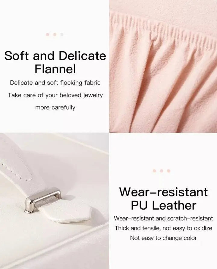 Jewelry Box 5 Layer Organizer Storage Mirror Display case with Lock Leather Large Capacity Portable Set - JettsJewelers