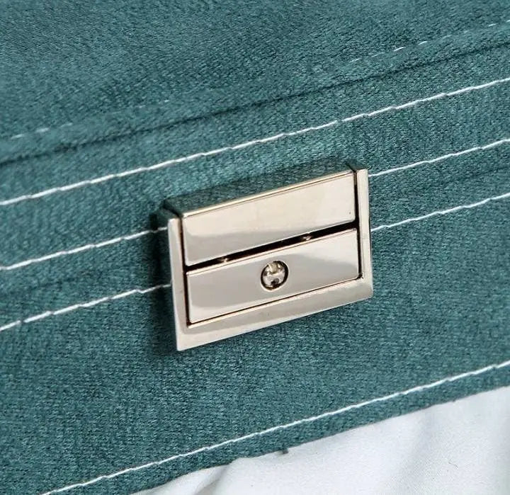 Jewelry Box Green Velvet Jewelry Box for Women Girls Vintage Jewelry Holder Display Storage Case with Lock for Earrings Bracelets - JettsJewelers