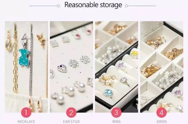 Jewelry Box Organizer with Lock & Travel Jewelry Case, Lift-out Earrings/Rings Tray, Adjustable Compartments for Jewelry Watches, Necklaces - JettsJewelers