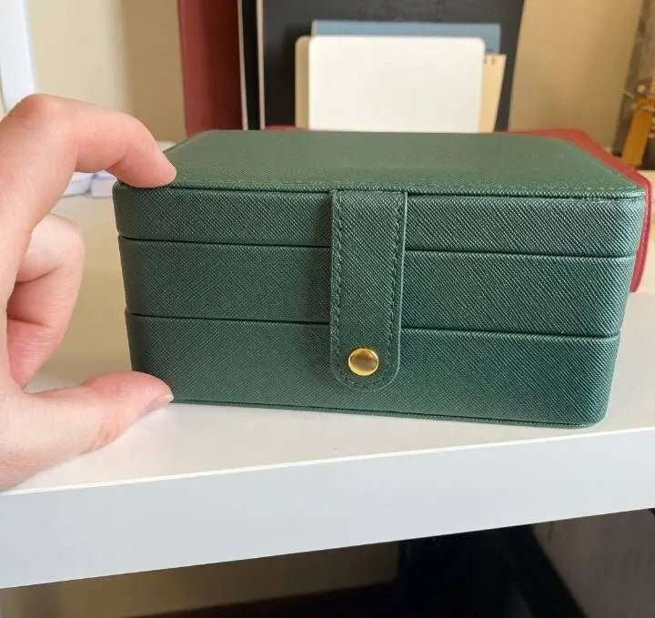 Jewelry Box Women Girls Girlfriend Wife Ideal Gift, Medium PU Leather Jewelry Organizer Storage Case with Two Layers Display JettsJewelers