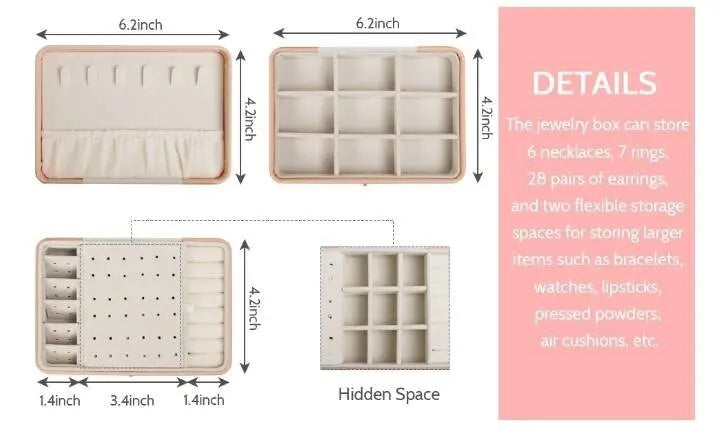Jewelry Box Women Girls Girlfriend Wife Ideal Gift, Medium PU Leather Jewelry Organizer Storage Case with Two Layers Display JettsJewelers
