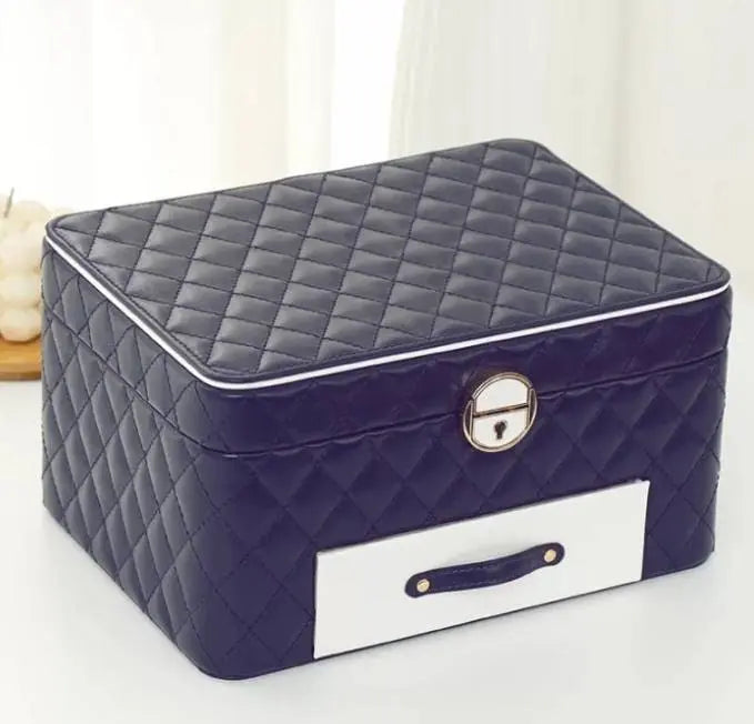 Jewelry Box for Women Girls Girlfriend Wife Ideal Gift, Large PU Leather Jewelry Organizer Storage Case with Three Layers Display Lockable - JettsJewelers
