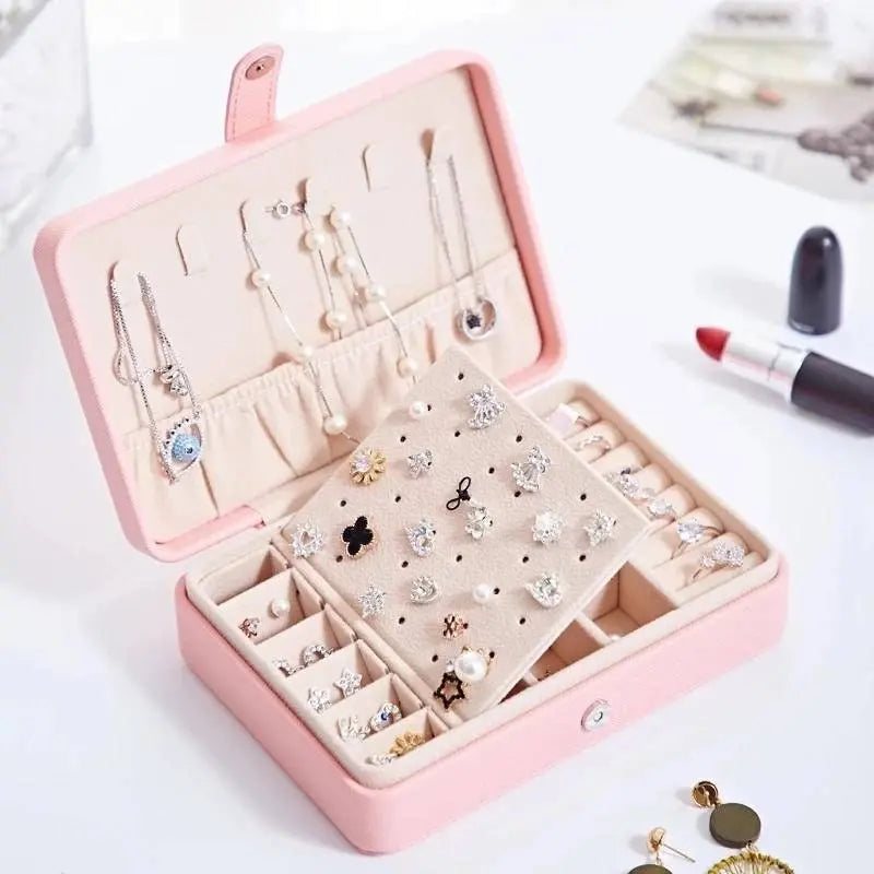 Jewelry Box for Women Girls Girlfriend Wife Ideal Gift, Small PU Leather Jewelry Organizer Case - JettsJewelers