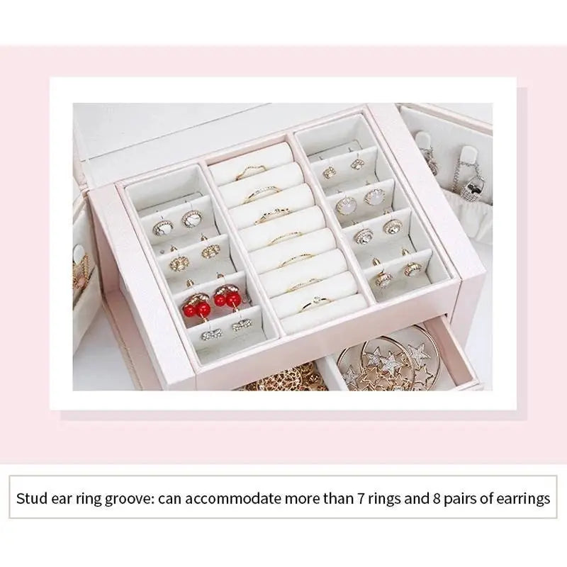 Jewelry Box, Compact Jewelry Organizer with 2 Drawers, Mirror, Lockable with Keys, - JettsJewelers