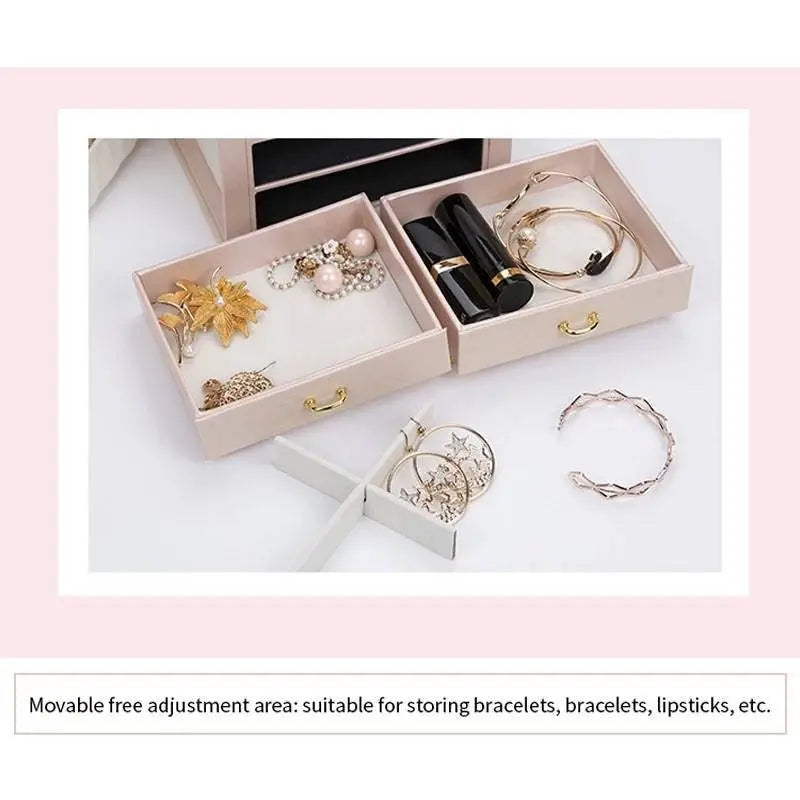 Jewelry Box, Compact Jewelry Organizer with 2 Drawers, Mirror, Lockable with Keys, - JettsJewelers