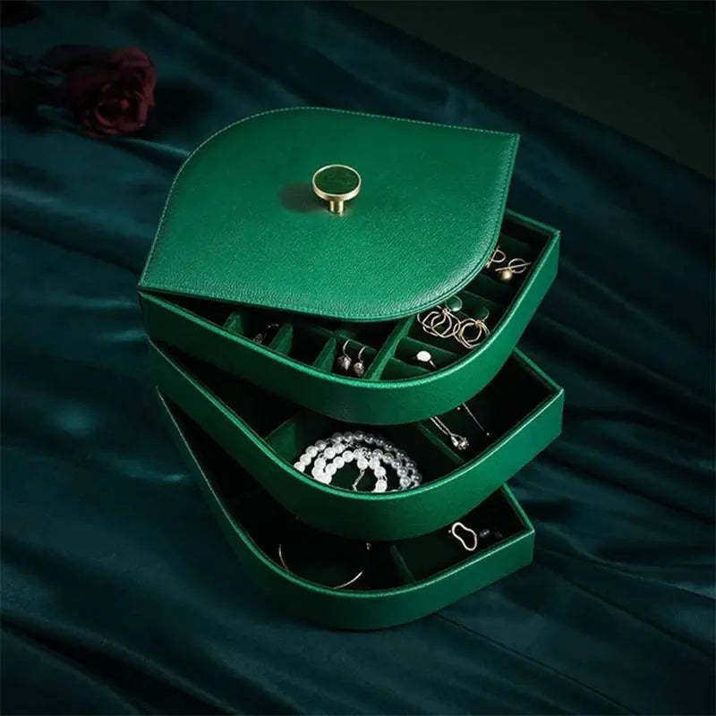 Multi-Functional Jewelry Box PU Leather Casket Double Layer Large Capacity  Jewelry Organizer Storage Case for Rings Earrings Necklace