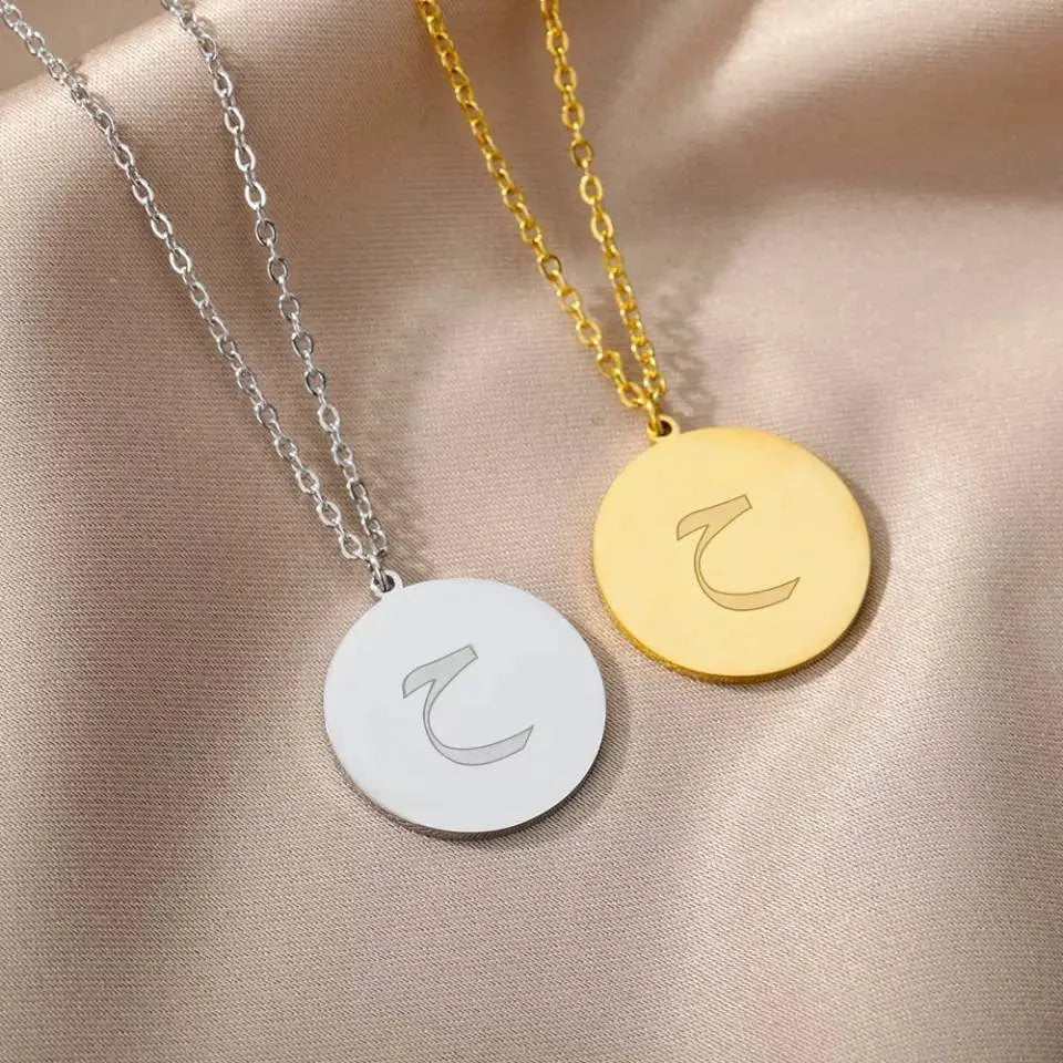 Layered Arabic Letter Necklace Pendant Handmade 18k Gold Plated Dainty Gold Choker - JettsJewelers