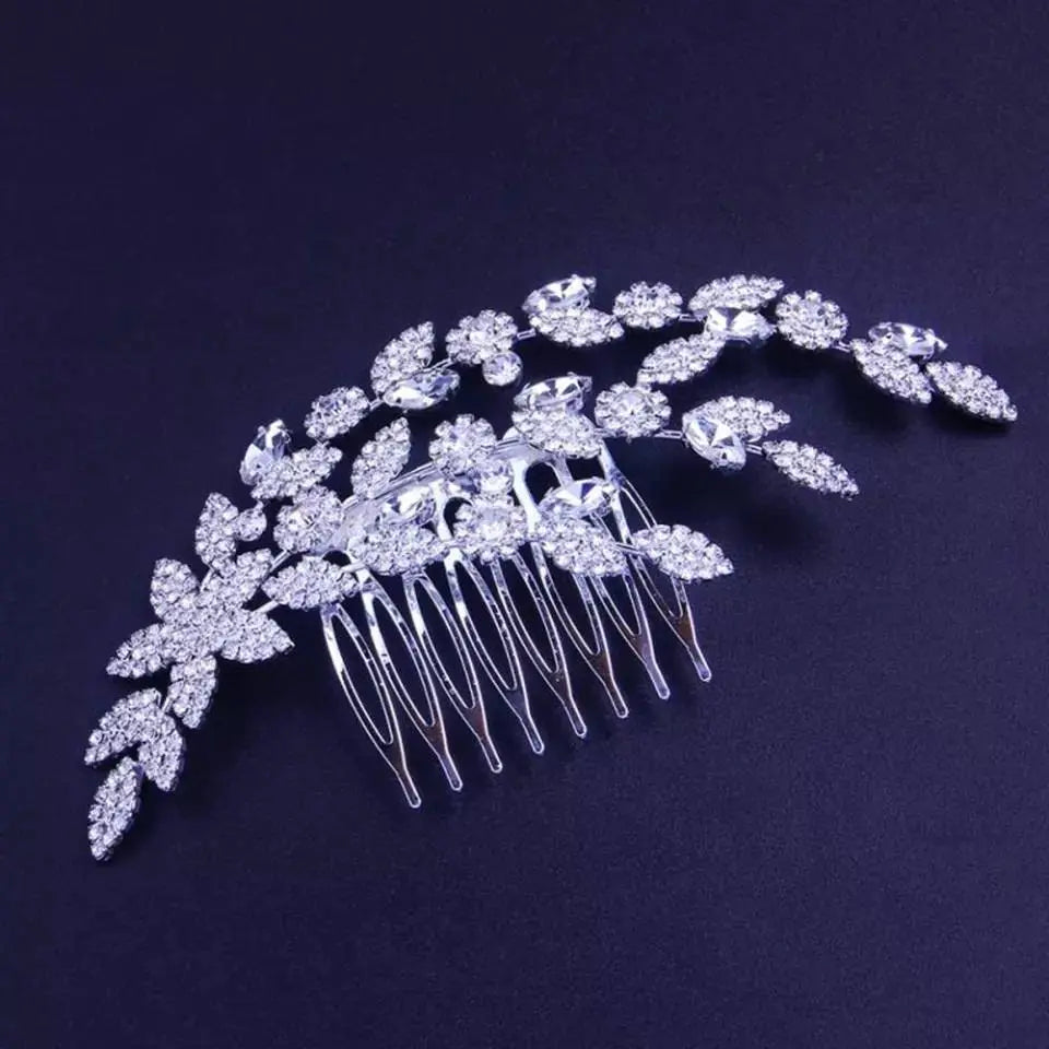 Leaf Bride Wedding Hair Comb Rhinestone Bridal Hair Pieces Flower Wedding Headpiece for Brides Crystal Hair Accessories for Women - JettsJewelers
