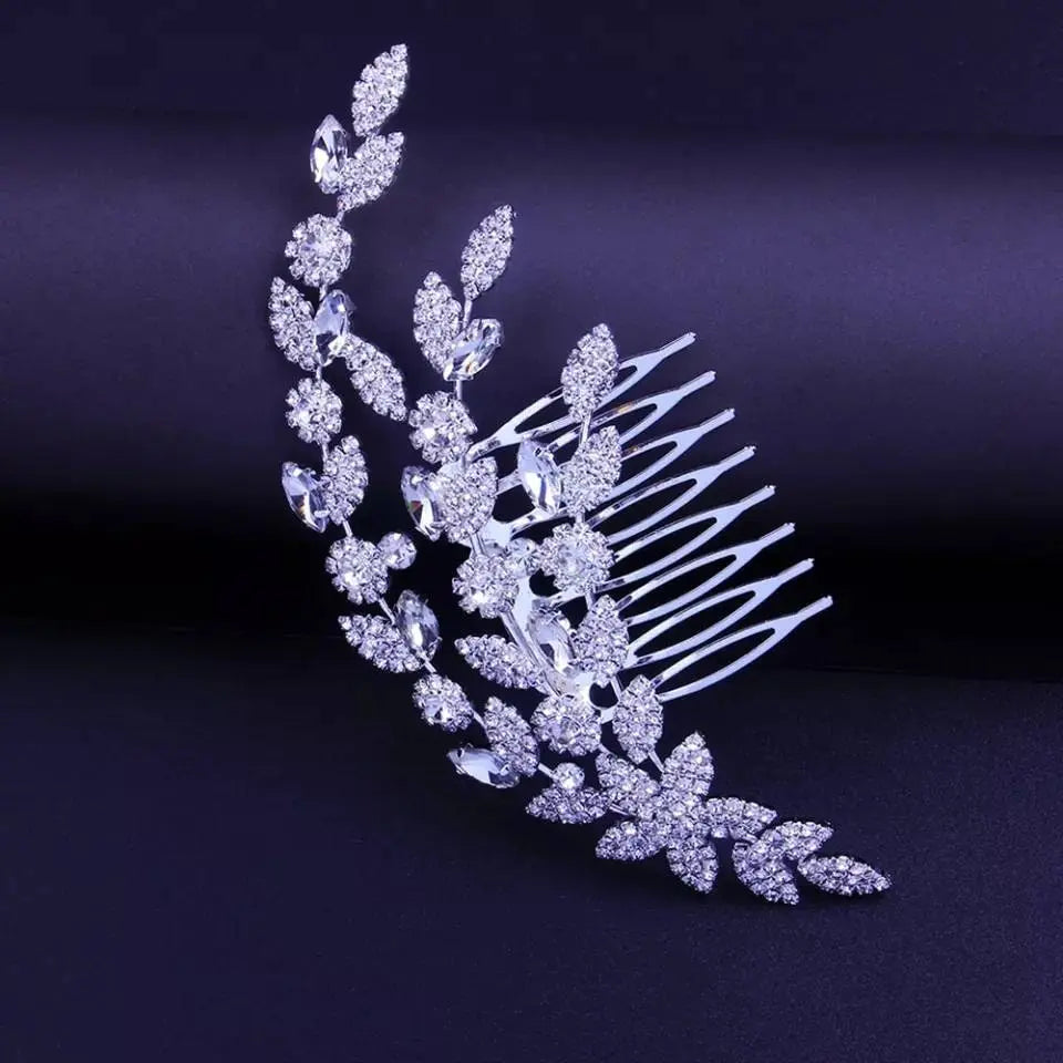 Leaf Bride Wedding Hair Comb Rhinestone Bridal Hair Pieces Flower Wedding Headpiece for Brides Crystal Hair Accessories for Women - JettsJewelers