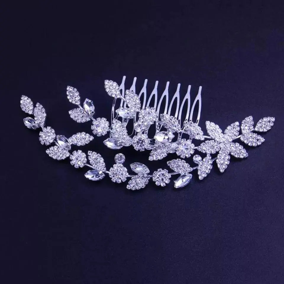 Leaf Bride Wedding Hair Comb Rhinestone Bridal Hair Pieces Flower Wedding Headpiece for Brides Crystal Hair Accessories for Women - JettsJewelers