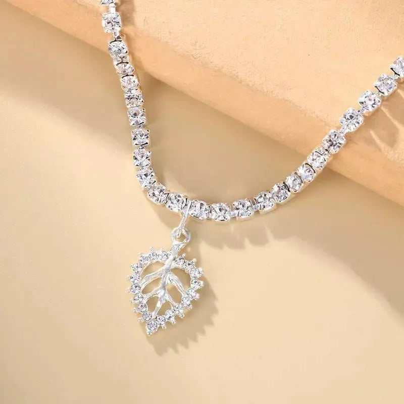 Leaf Rhinestones Anklet Foot Jewelry for Women Beach Barefoot Chain Bracelet On the Leg Accessories Gift - JettsJewelers