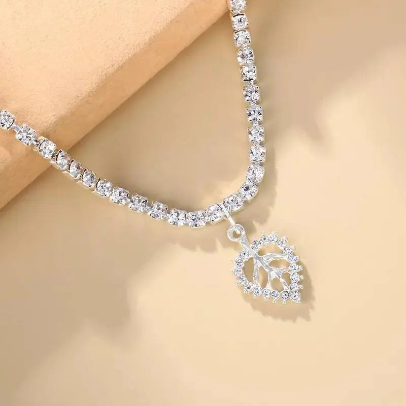 Leaf Rhinestones Anklet Foot Jewelry for Women Beach Barefoot Chain Bracelet On the Leg Accessories Gift - JettsJewelers