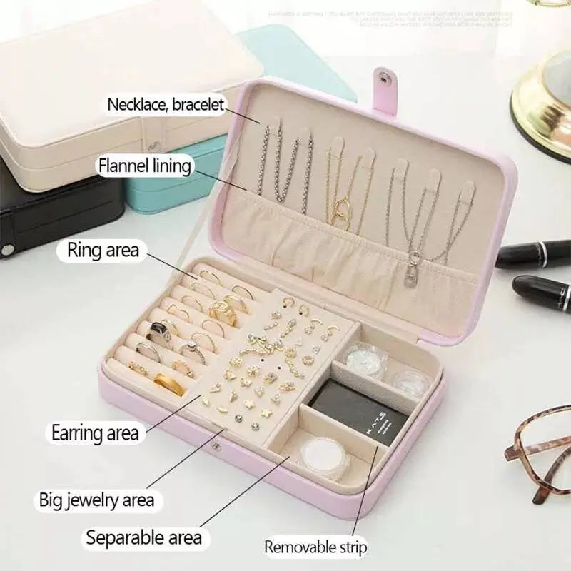 Leather Jewelry Box for Women Girls Girlfriend Wife Ideal Gift, Small PU Leather Jewelry Organizer Travel Jewelry Case JettsJewelers
