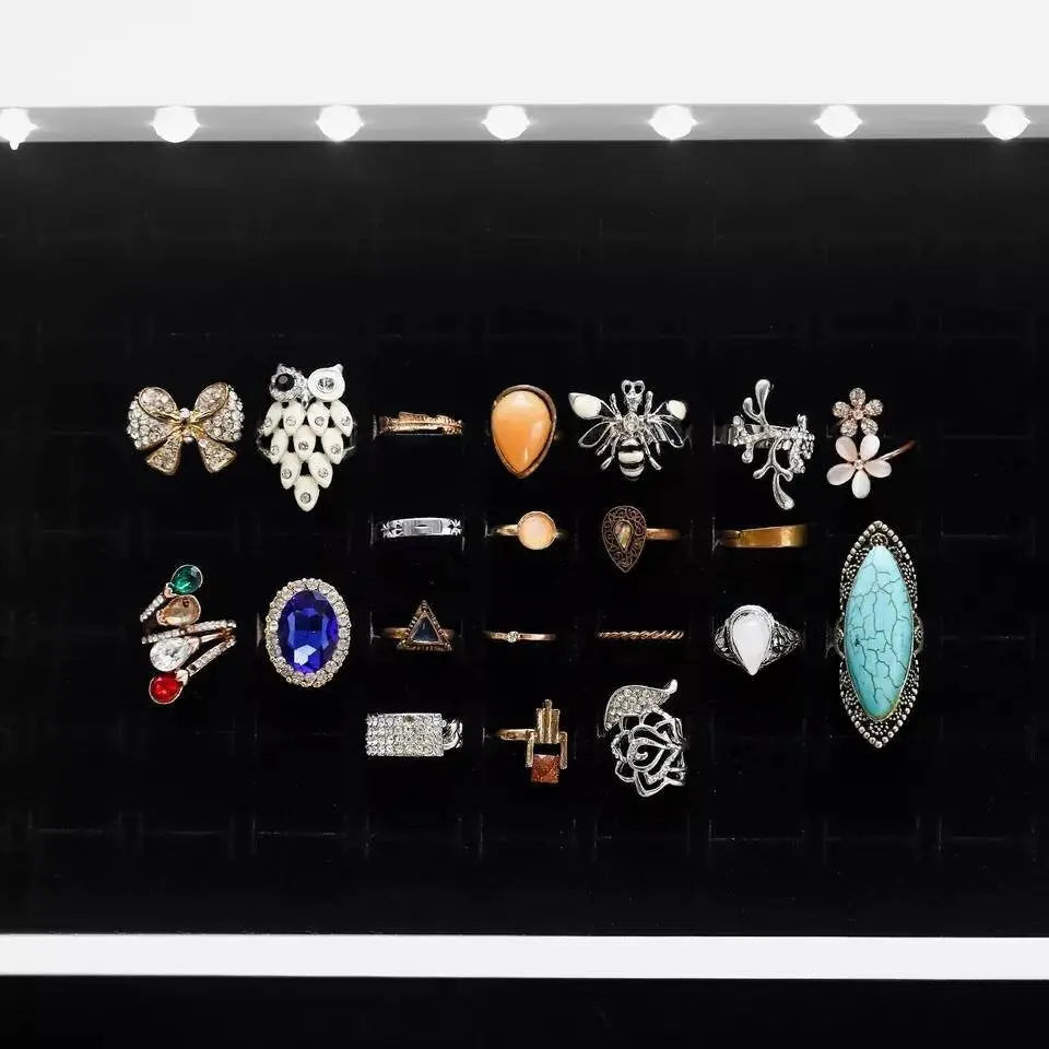 Led Mirror Jewelry Cabinet Armoire,  Mirrored Jewelry Storage, Wood Look with Stable Metal Frame, Easy Assembly, White JettsJewelers