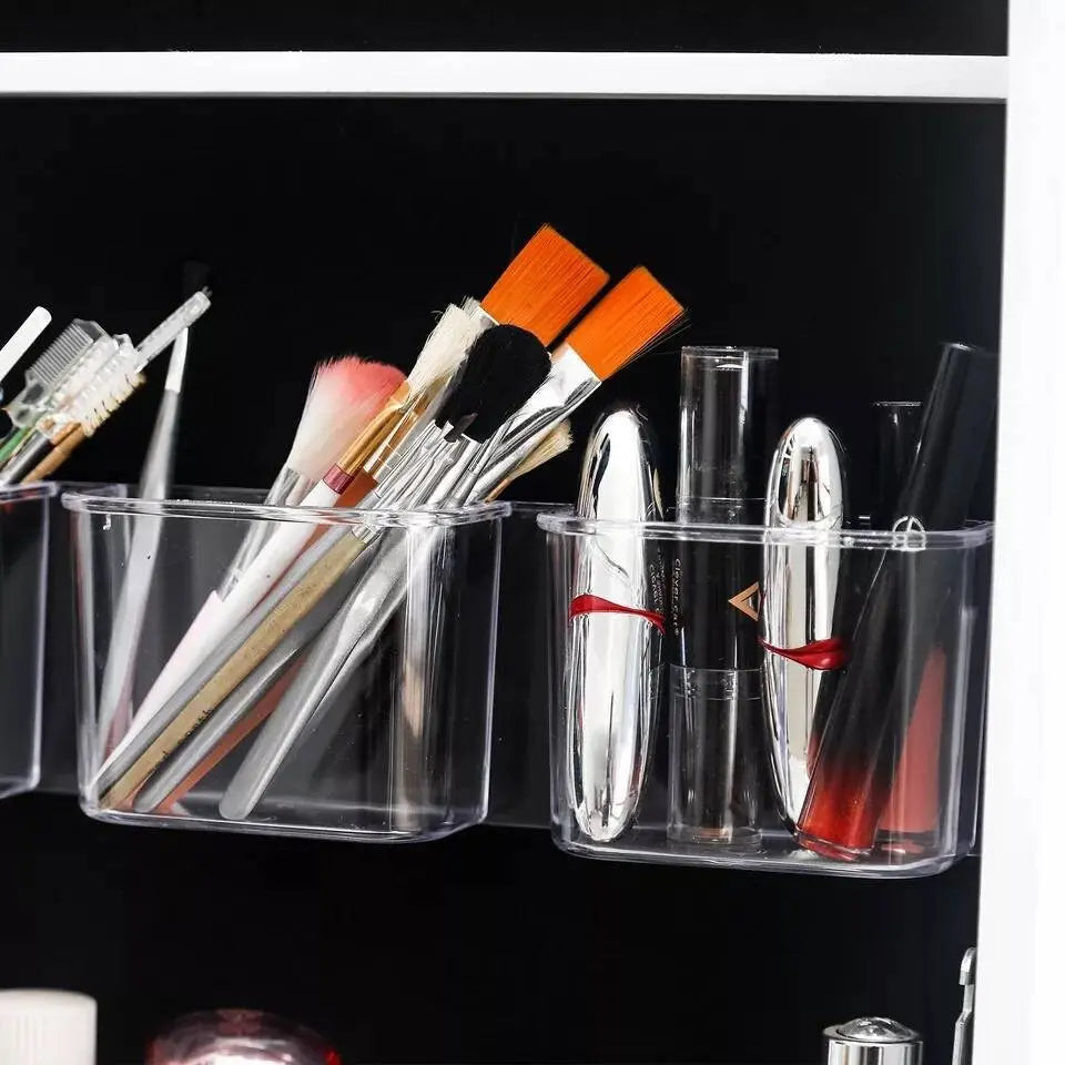 Led Mirror Jewelry Cabinet Armoire,  Mirrored Jewelry Storage, Wood Look with Stable Metal Frame, Easy Assembly, White JettsJewelers