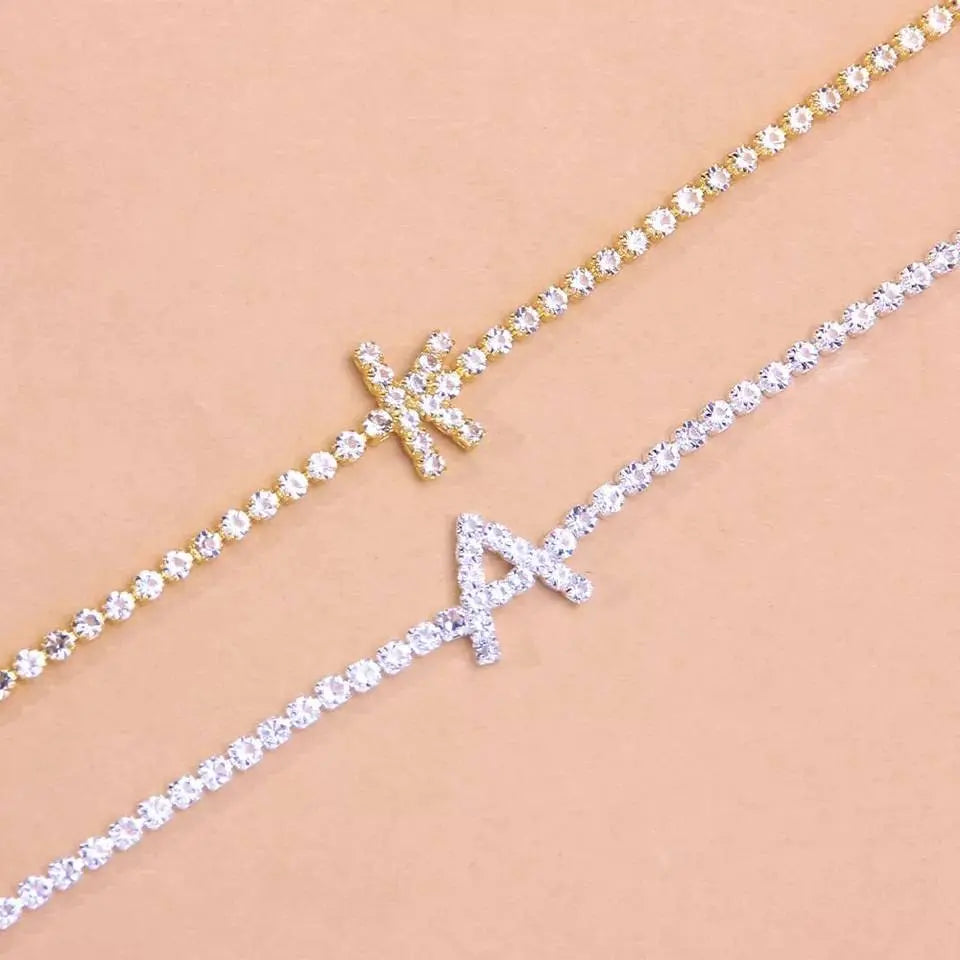 Letter Rhinestones Anklet Foot Jewelry for Women Beach Barefoot Chain Bracelet On the Leg Accessories Gift - JettsJewelers