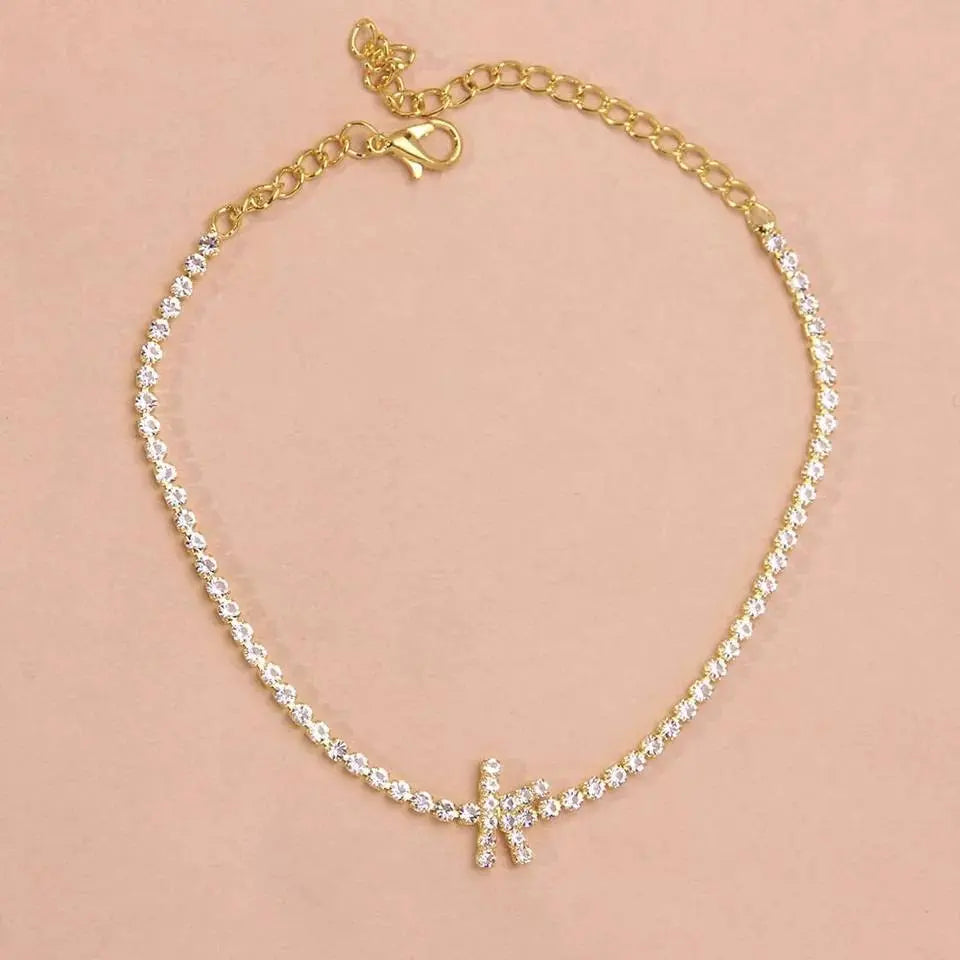 Letter Rhinestones Anklet Foot Jewelry for Women Beach Barefoot Chain Bracelet On the Leg Accessories Gift - JettsJewelers