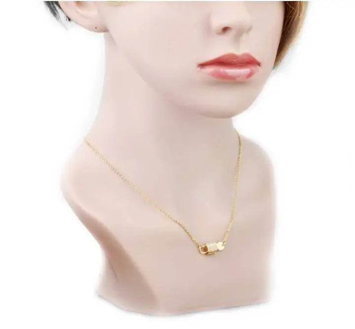 Lock and Key Necklace Key Pendant Sterling Silver Dainty Cubic Zirconia Lock Necklace for Women - JettsJewelers