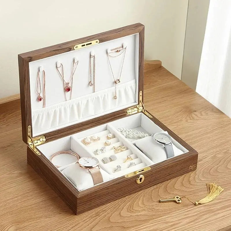 Luxury Jewelry Box popular for Woman Girls Girlfriend Wife Ideal Gift, Large Faux Wood