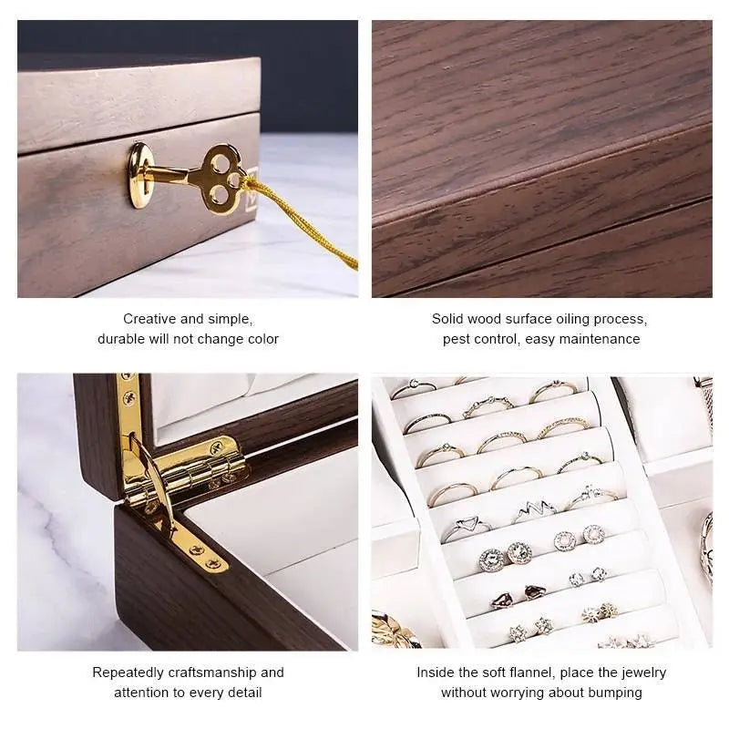Luxury Jewelry Box for Women Girls Girlfriend Wife Ideal Gift, Wood Jewelry Organizer Storage Case - JettsJewelers