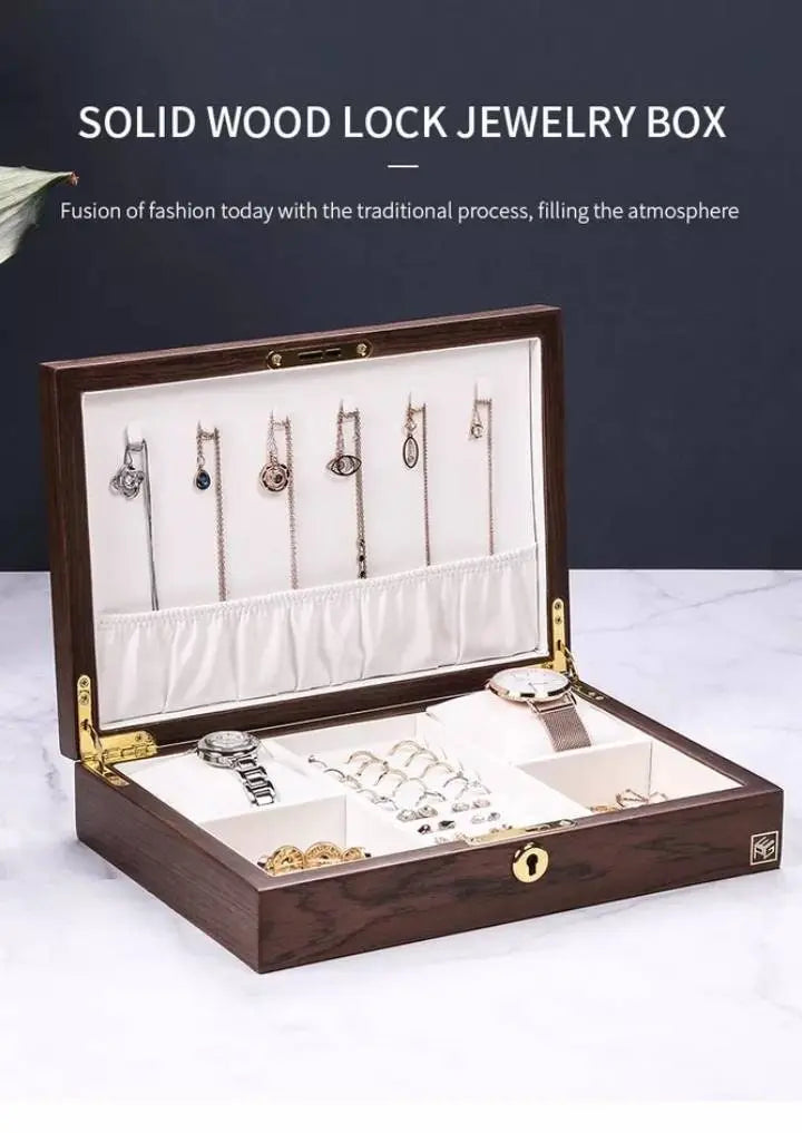 Luxury Jewelry Box for Women Girls Girlfriend Wife Ideal Gift, Wood Jewelry Organizer Storage Case - JettsJewelers