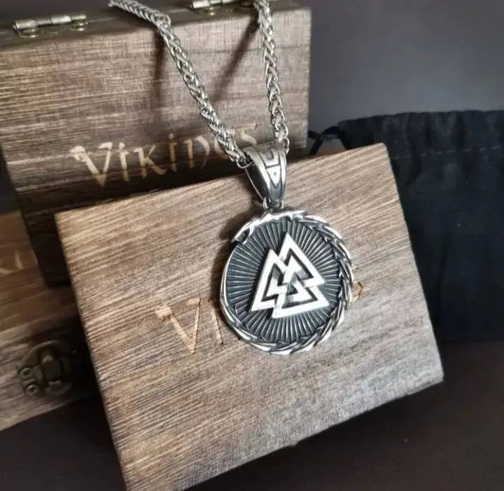 Men Stainless steel Viking Valknut Amulet dragon Pendant Necklace Ouroboros Nordic - JettsJewelers