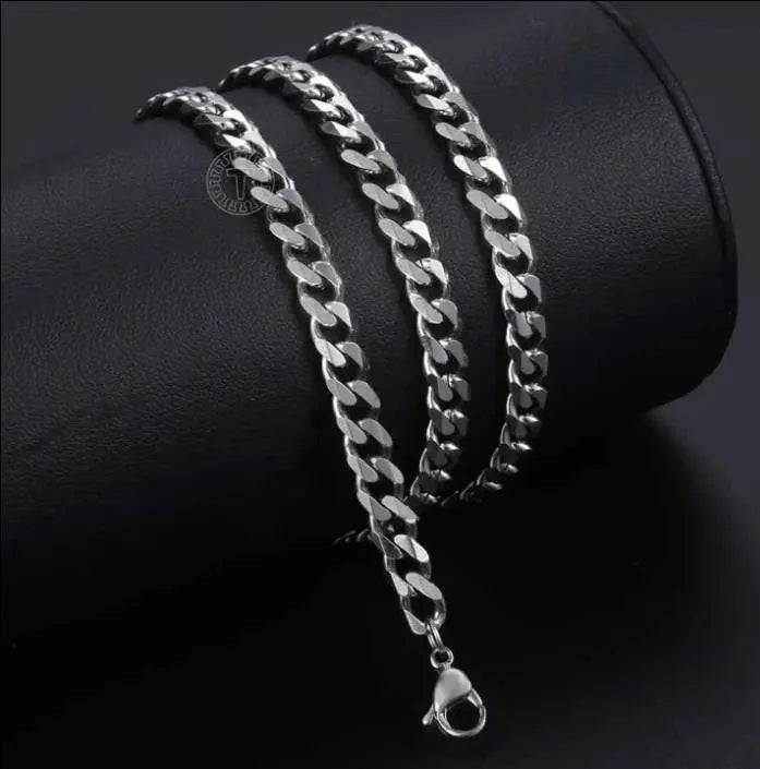 Mens Necklace, 3mm/5mm/7mm/9mm/11mm Mens Gift, Gift for Dad, Him, Husband, Stainless Steel Chain Necklace, Silver Necklace - JettsJewelers