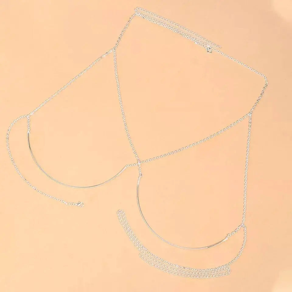Metal Bra Body Chain Sexy Bikini Gold  Silver Beauty Chest Bracket Bras Chain Nightclub Body Jewelry for Women JettsJewelers