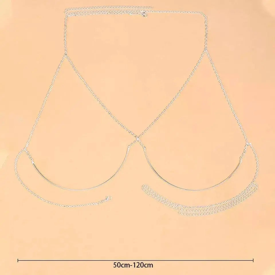 Metal Bra Body Chain Sexy Bikini Gold  Silver Beauty Chest Bracket Bras Chain Nightclub Body Jewelry for Women JettsJewelers