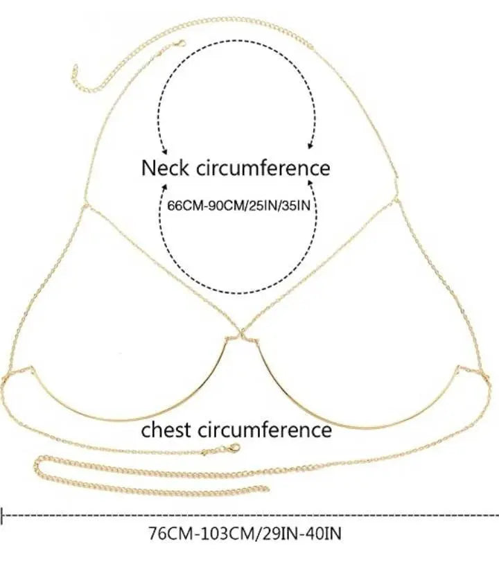 Metal Bra Chain Sexy Bikini Gold Silver Beauty Chest Bracket Bras Chain Nightclub Partying Body Jewelry for Women JettsJewelers