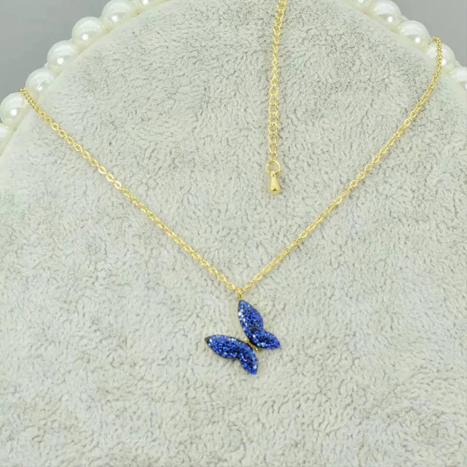 Minimalist Blue Purple Black Butterfly Necklace, 925 Sterling Silver Pendant Necklace, Minimalist dainty necklace, Jewellery for women JettsJewelers