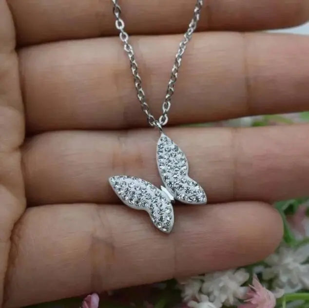 Minimalist Blue Purple Black Butterfly Necklace, 925 Sterling Silver Pendant Necklace, Minimalist dainty necklace, Jewellery for women JettsJewelers