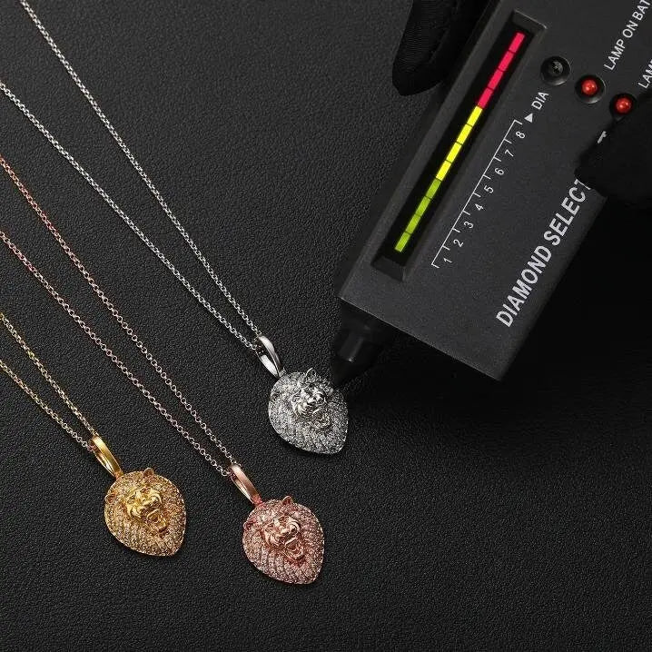 Moissanite 925 Sterling Silver Iced Lion King Pendant Necklace Passes Diamond Test JettsJewelers