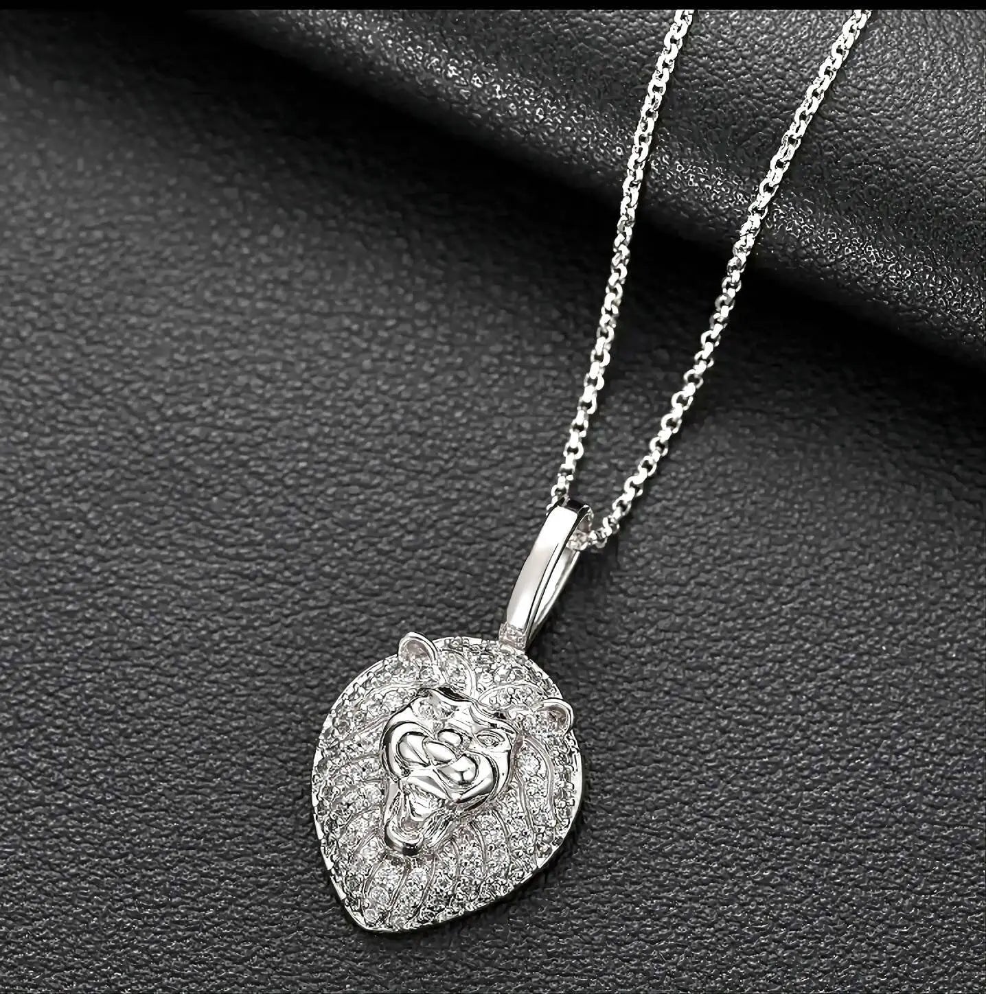 Moissanite 925 Sterling Silver Iced Lion King Pendant Necklace Passes Diamond Test JettsJewelers