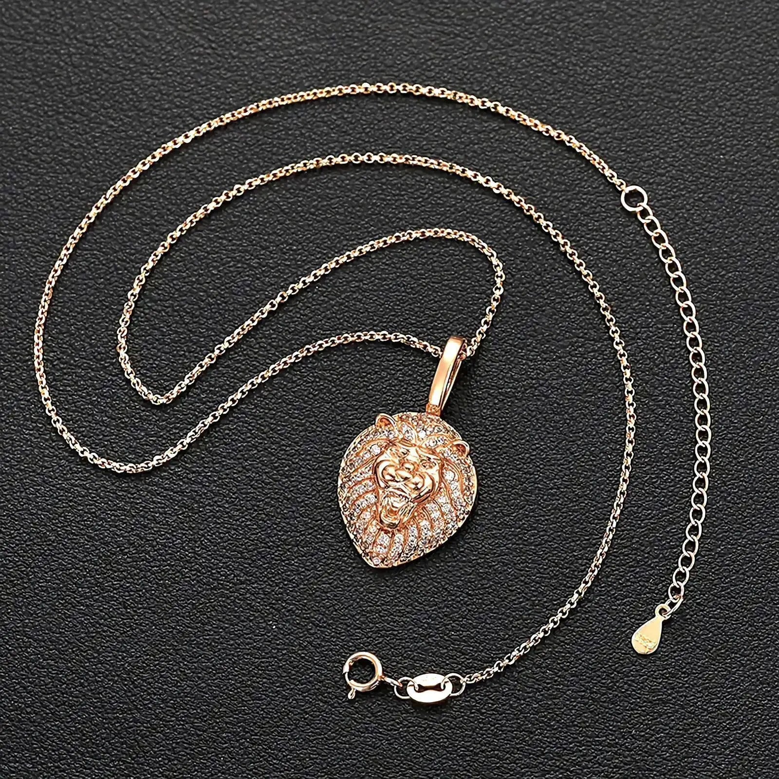 Moissanite 925 Sterling Silver Iced Lion King Pendant Necklace Passes Diamond Test JettsJewelers