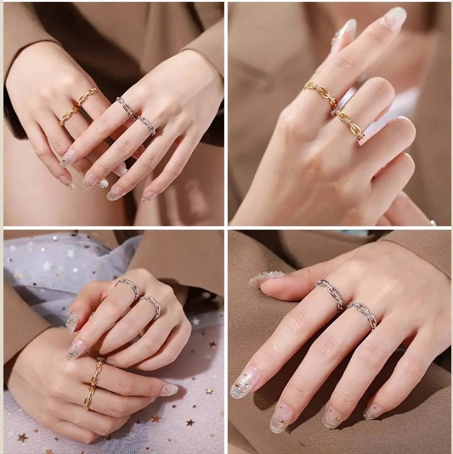 Moissanite Band Chain Link Wedding Ring S925 Sterling Silver Moissanite Rings Twist Link Ring D Color VVS1 Lab Created Diamond Ring JettsJewelers