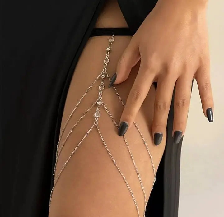 Multi Chain Leg Chain Gold and Silver for Women Thigh Chain For Girls Gold Pendant Boho Body Chain for Beach Summer Holiday JettsJewelers