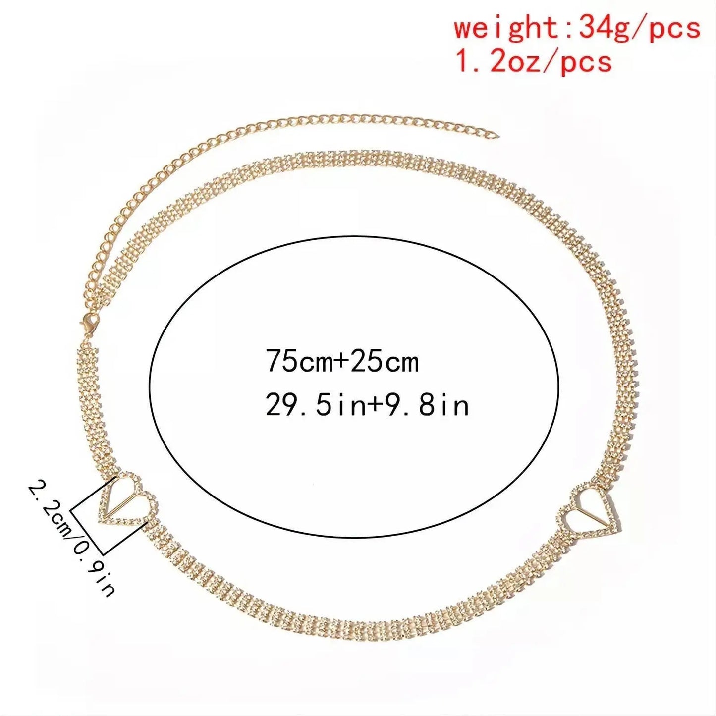 Multi-layered Heart Waist Chain Rhinestone Belly Chains Belt Summer Beach Costume Crystal Body Jewelry for Women and Girls Silver Gold JettsJewelers