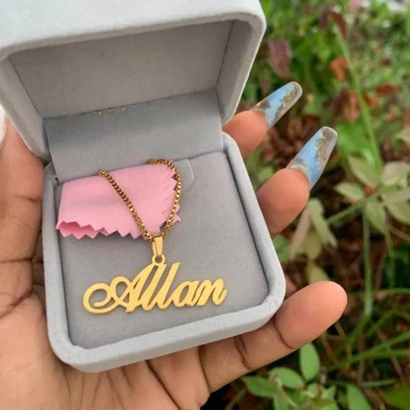 Name Necklace Personalized, 18K Gold Plated Custom Name Necklace Nameplate Pendant Jewelry Gift for Women, Girls - JettsJewelers