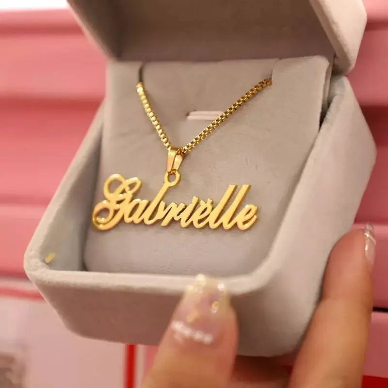 Name Necklace Personalized, 18K Gold Plated Custom Name Necklace Nameplate Pendant Jewelry Gift for Women, Girls JettsJewelers