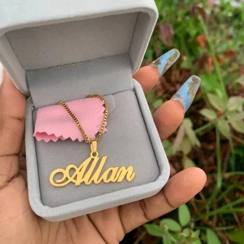 Name Necklace Personalized, 18K Gold Plated Custom Name Necklace Nameplate Pendant Jewelry Gift for Women, Girls JettsJewelers