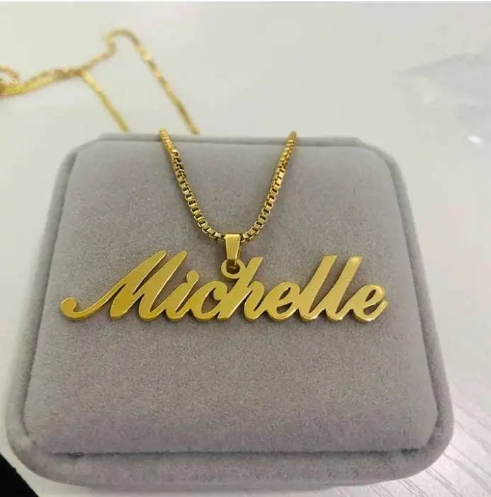 Name Necklace Personalized, 18K Gold Plated Custom Name Necklace Nameplate Pendant Jewelry Gift for Women, Girls JettsJewelers