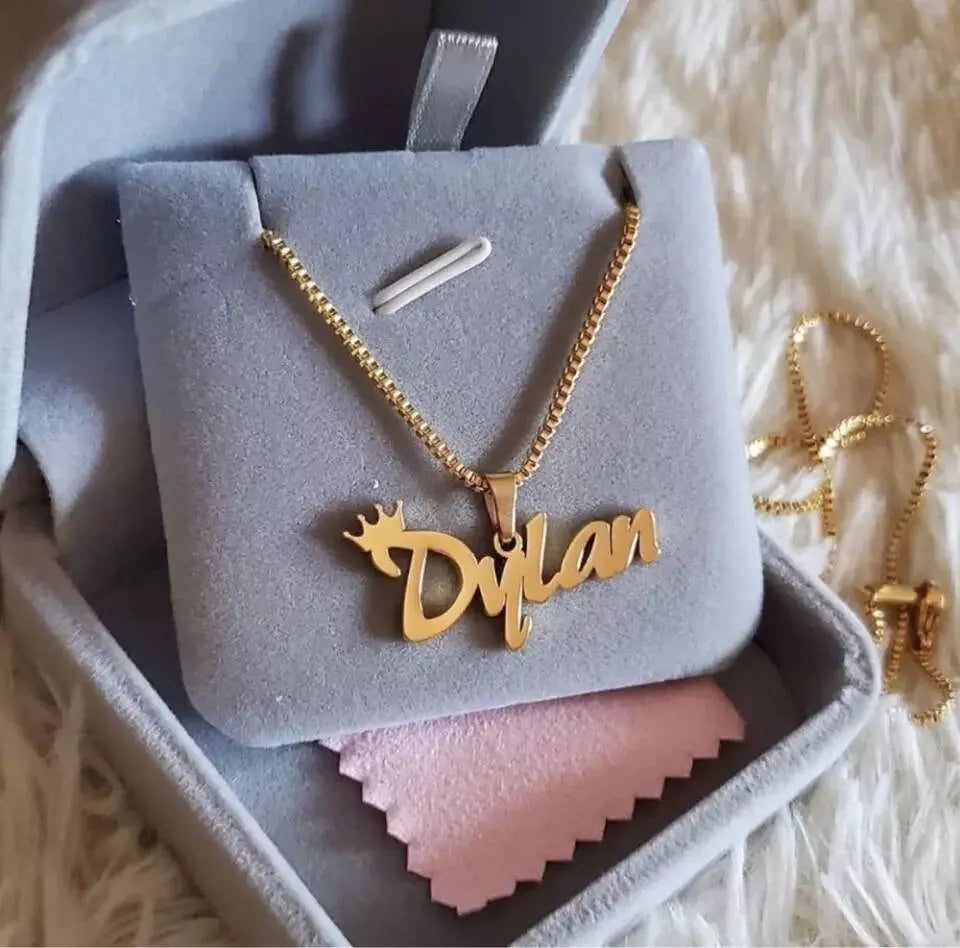 Name Necklace Personalized, 18K Gold Plated Custom Name Necklace Nameplate Pendant Jewelry Gift for Women, Girls JettsJewelers