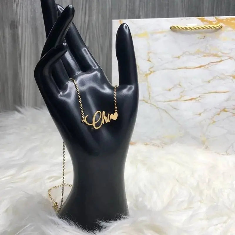 Name Necklace Personalized, 18K Gold Plated Custom Nameplate Pendant Jewelry Gift for Women, Girls - JettsJewelers