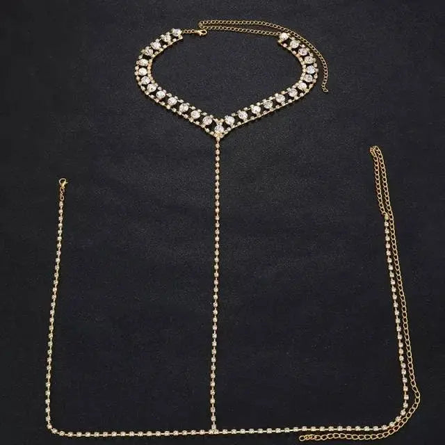 Neck Harness Jewelry Belly Waist Rhinestone Body Chain for Women Sexy Bikini Body Jewelry - JettsJewelers