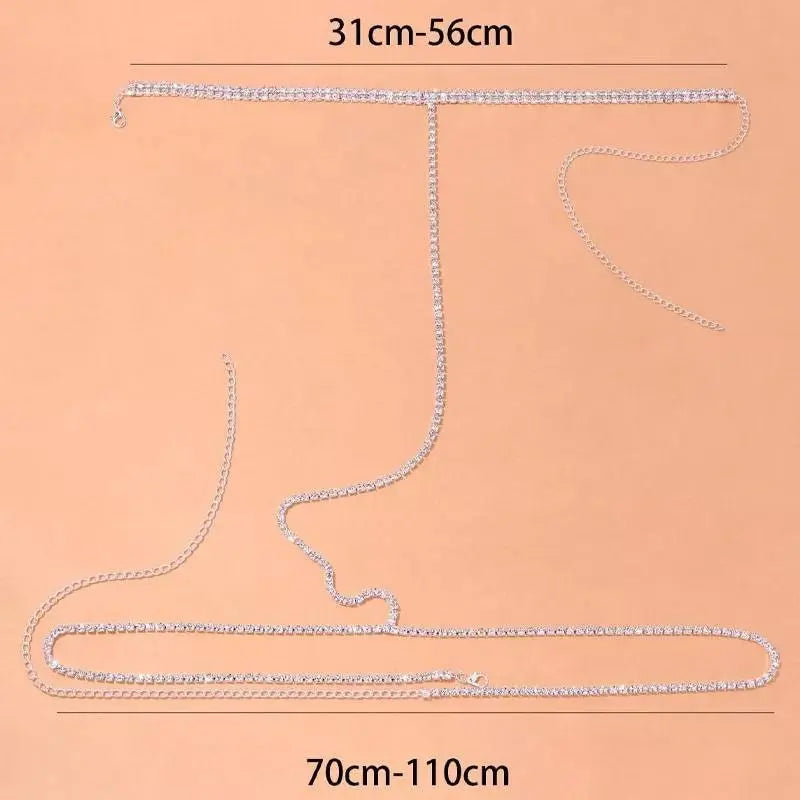 Neck Harness Jewelry Belly Waist Rhinestone Body Chain for Women Sexy Bikini Body Jewelry - JettsJewelers
